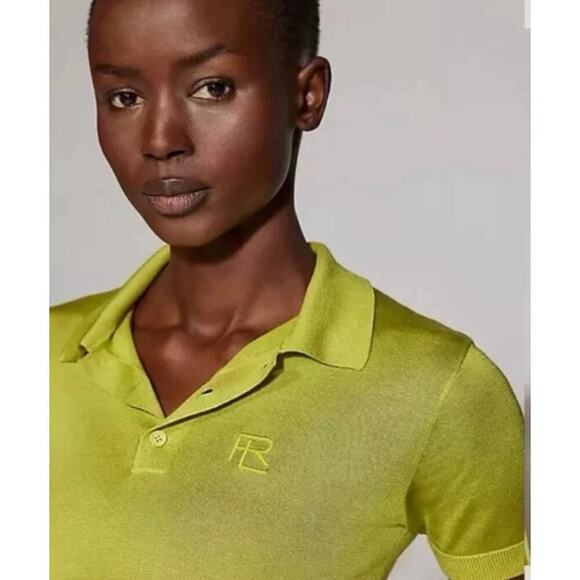 Ralph Lauren Collection Purple Label Cropped Silk Jersey Polo Sweater Collar Top - Picture 2 of 6